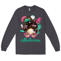 Smoke Esthetician Messy Bun With Pink Leopard Glasses Bbs Long Sleeve Tee - BundleAndBundleShop