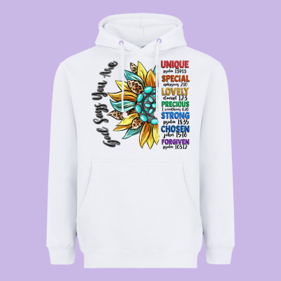 God Says You Are Unique Heavyweight Hoodie Designed By Cowgirlartshop