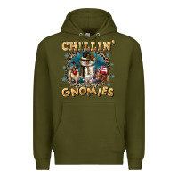 Army Green chillin with my gnomies Premium Hoodie - CowGirlArtShop