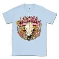 Dusty Blue bullskull mama Classic Tee - NancyCooperArtShop