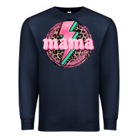 Navy Mama leopard background Mother's Day Premium Sweatshirt - CowGirlArtShop