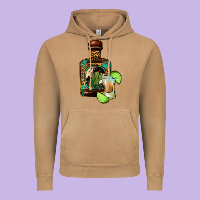 Tequila Bottle Vintage Hoodie Designed By Jasminsmagicworld