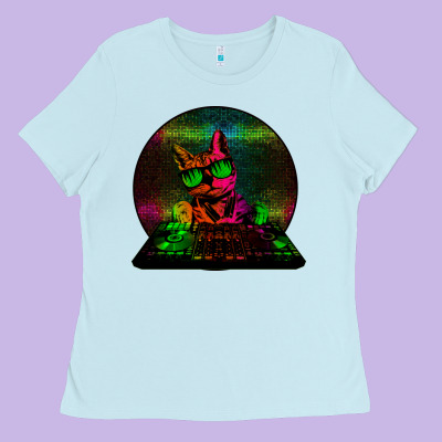 House Cat (rainbow Dj Kitty) Ladies Tee Designed By Bettercallsaul