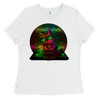 White HOUSE CAT (Rainbow DJ Kitty) Ladies Tee - Bettercallsaul