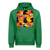 Emerald halloween cat and witch seamless pattern Urban Hoodie - BundleAndBundleShop