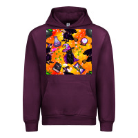 Mauve Wine halloween cat and witch seamless pattern Urban Hoodie - BundleAndBundleShop