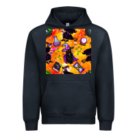 Navy halloween cat and witch seamless pattern Urban Hoodie - BundleAndBundleShop