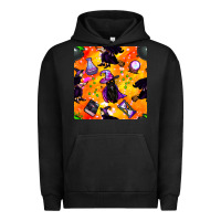 Pigment Black halloween cat and witch seamless pattern Urban Hoodie - BundleAndBundleShop