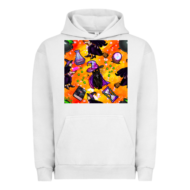 Halloween Cat And Witch Seamless Pattern Urban Hoodie by BundleAndBundleShop | Teevron
