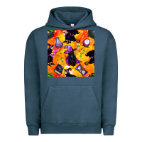 Pigment Midnight Navy halloween cat and witch seamless pattern Urban Hoodie - BundleAndBundleShop