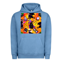 Pigment Pebble Blue halloween cat and witch seamless pattern Urban Hoodie - BundleAndBundleShop