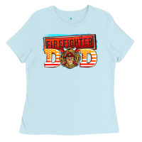 Baby Blue firefighter dad Ladies Tee - AdoDesignShop
