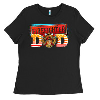Black firefighter dad Ladies Tee - AdoDesignShop