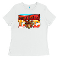 White firefighter dad Ladies Tee - AdoDesignShop