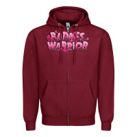 Burgundy Badass warrior Breast Cancer Zipper Hoodie - NancyCooperArtShop