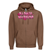 Chestnut Badass warrior Breast Cancer Zipper Hoodie - NancyCooperArtShop