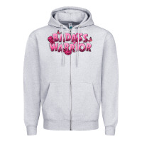 Heather Grey Badass warrior Breast Cancer Zipper Hoodie - NancyCooperArtShop