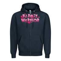 Navy Badass warrior Breast Cancer Zipper Hoodie - NancyCooperArtShop