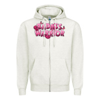 Oatmeal Heather Badass warrior Breast Cancer Zipper Hoodie - NancyCooperArtShop