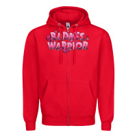 Red Badass warrior Breast Cancer Zipper Hoodie - NancyCooperArtShop