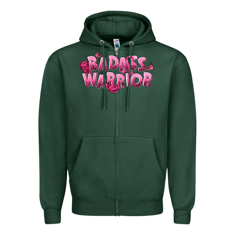 Badass Warrior Breast Cancer Zipper Hoodie by NancyCooperArtShop | Teevron