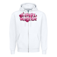 White Badass warrior Breast Cancer Zipper Hoodie - NancyCooperArtShop