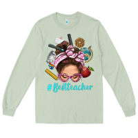 Matcha Best Teacher Messy Bun Bbs Long Sleeve Tee - BundleAndBundleShop
