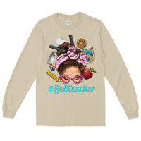 Mushroom Best Teacher Messy Bun Bbs Long Sleeve Tee - BundleAndBundleShop