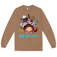 Toasted Coconut Best Teacher Messy Bun Bbs Long Sleeve Tee - BundleAndBundleShop