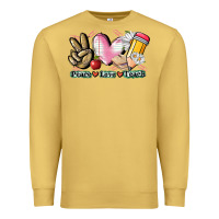 Antique Gold Peace love teach Premium Sweatshirt - CowGirlArtShop