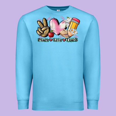 Peace Love Teach Premium Sweatshirt Designed By Cowgirlartshop