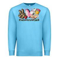 Ocean Blue Peace love teach Premium Sweatshirt - CowGirlArtShop