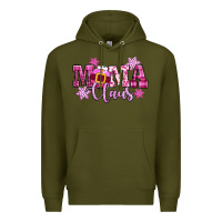 Army Green mama claus pink christmas Premium Hoodie - CowGirlArtShop