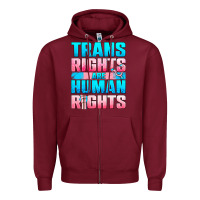 Burgundy Trans rights are human rights Zipper Hoodie - NancyCooperArtShop