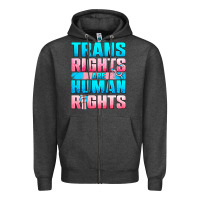 Charcoal Heather Trans rights are human rights Zipper Hoodie - NancyCooperArtShop