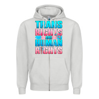 Dove Grey Trans rights are human rights Zipper Hoodie - NancyCooperArtShop