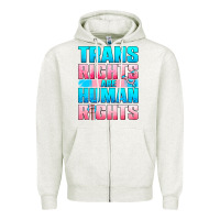 Oatmeal Heather Trans rights are human rights Zipper Hoodie - NancyCooperArtShop