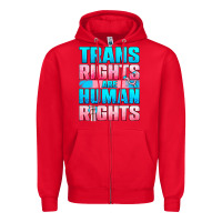 Red Trans rights are human rights Zipper Hoodie - NancyCooperArtShop