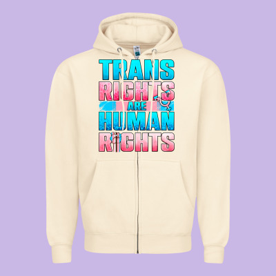 Trans Rights Are Human Rights Zipper Hoodie Designed By Nancycooperartshop