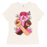 Bone Breast Cancer Fist Daisy Butterfly Ladies Tee - Artiststas
