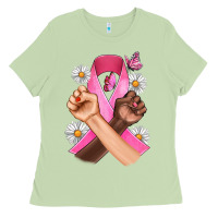 Breast Cancer Fist Daisy Butterfly Ladies Tee | Teevron