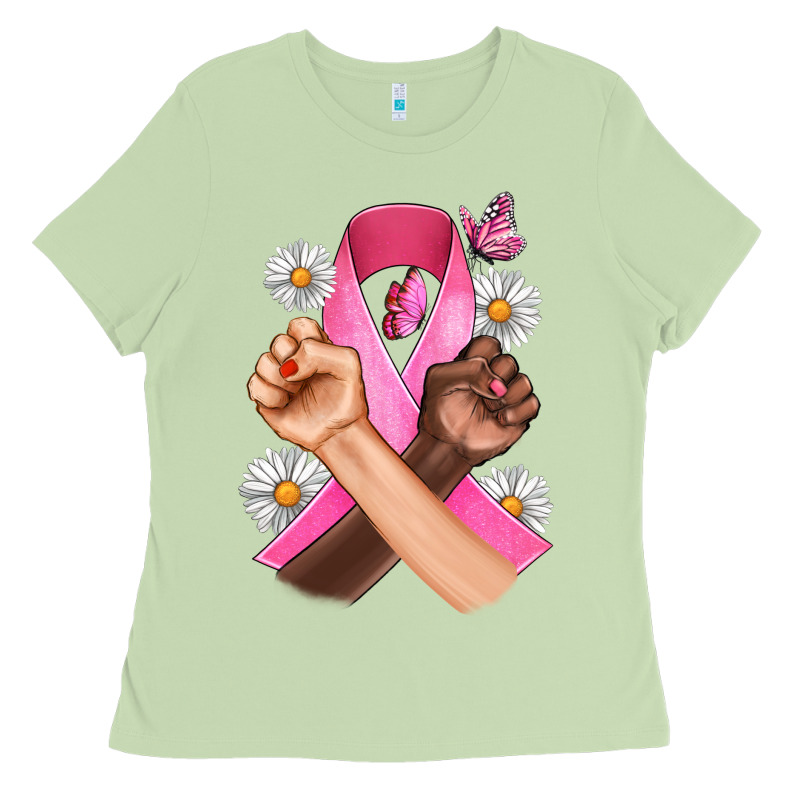 Breast Cancer Fist Daisy Butterfly Ladies Tee by Artiststas | Teevron