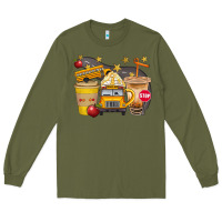 Army Green School Bus Coffee And Star Bbs Long Sleeve Tee - BundleAndBundleShop