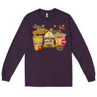 Plum School Bus Coffee And Star Bbs Long Sleeve Tee - BundleAndBundleShop