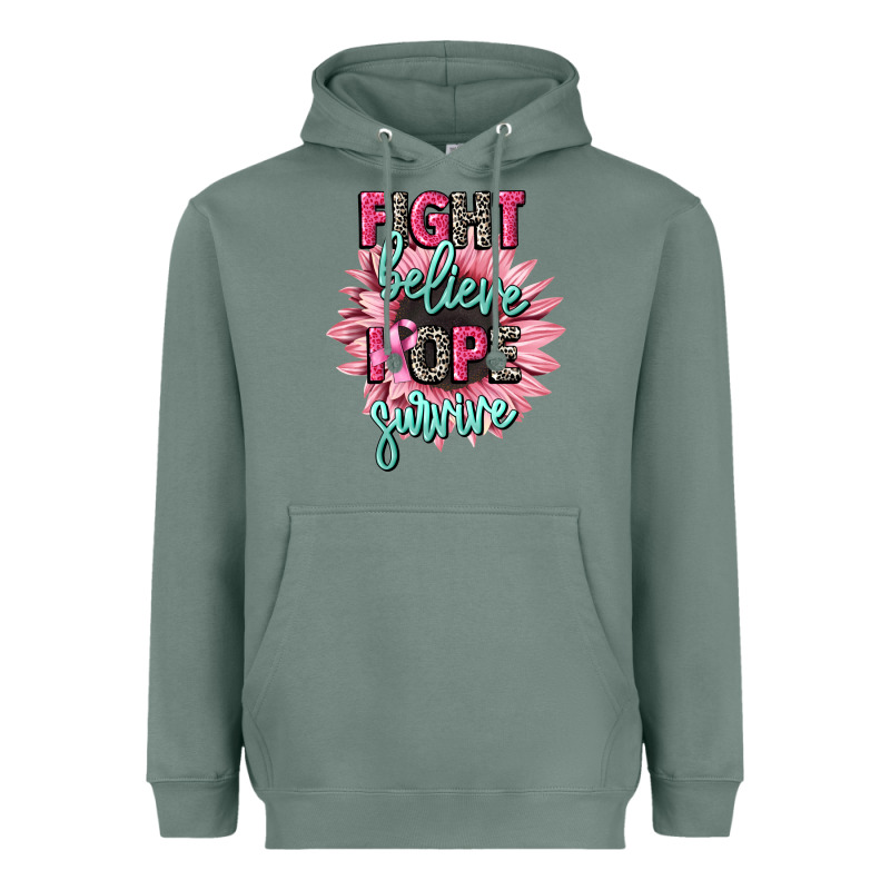 Fight Believe Hope Survive Cancer Awareness Heavyweight Hoodie by CowGirlArtShop | Teevron