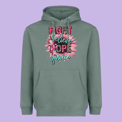 Fight Believe Hope Survive Cancer Awareness Heavyweight Hoodie Designed By Cowgirlartshop