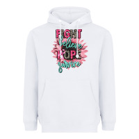White fight believe hope survive cancer awareness Heavyweight Hoodie - CowGirlArtShop