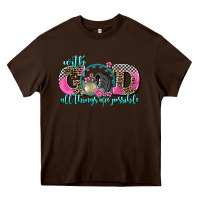 Chocolate Brown with god all things are possible race Heavy Core Tee - AdoDesignShop