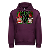 Mauve Wine Ho Ho Ho Christmas Gnomes Urban Hoodie - FaDigitalArtStudio