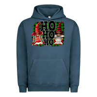 Pigment Midnight Navy Ho Ho Ho Christmas Gnomes Urban Hoodie - FaDigitalArtStudio